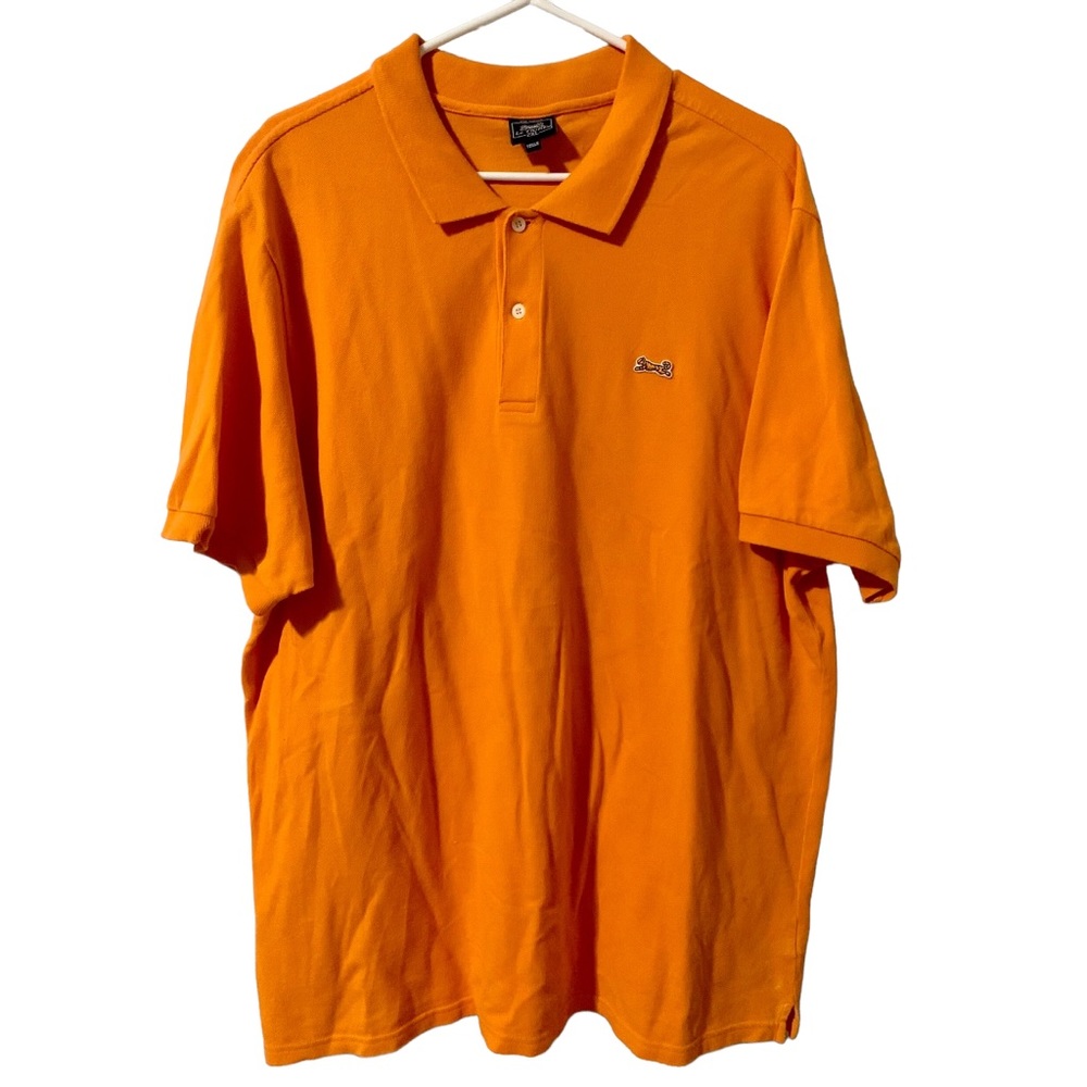 Le Tigre Polo Shirt Men's Large Orange Short Sleeve 100% Cotton Knit Logo 2XL.